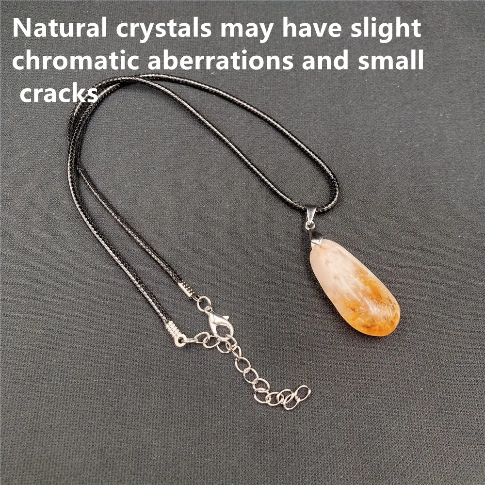 Irregular Crystal Citrine Pendant Lemon Quartz Healing Gemstone Necklace
