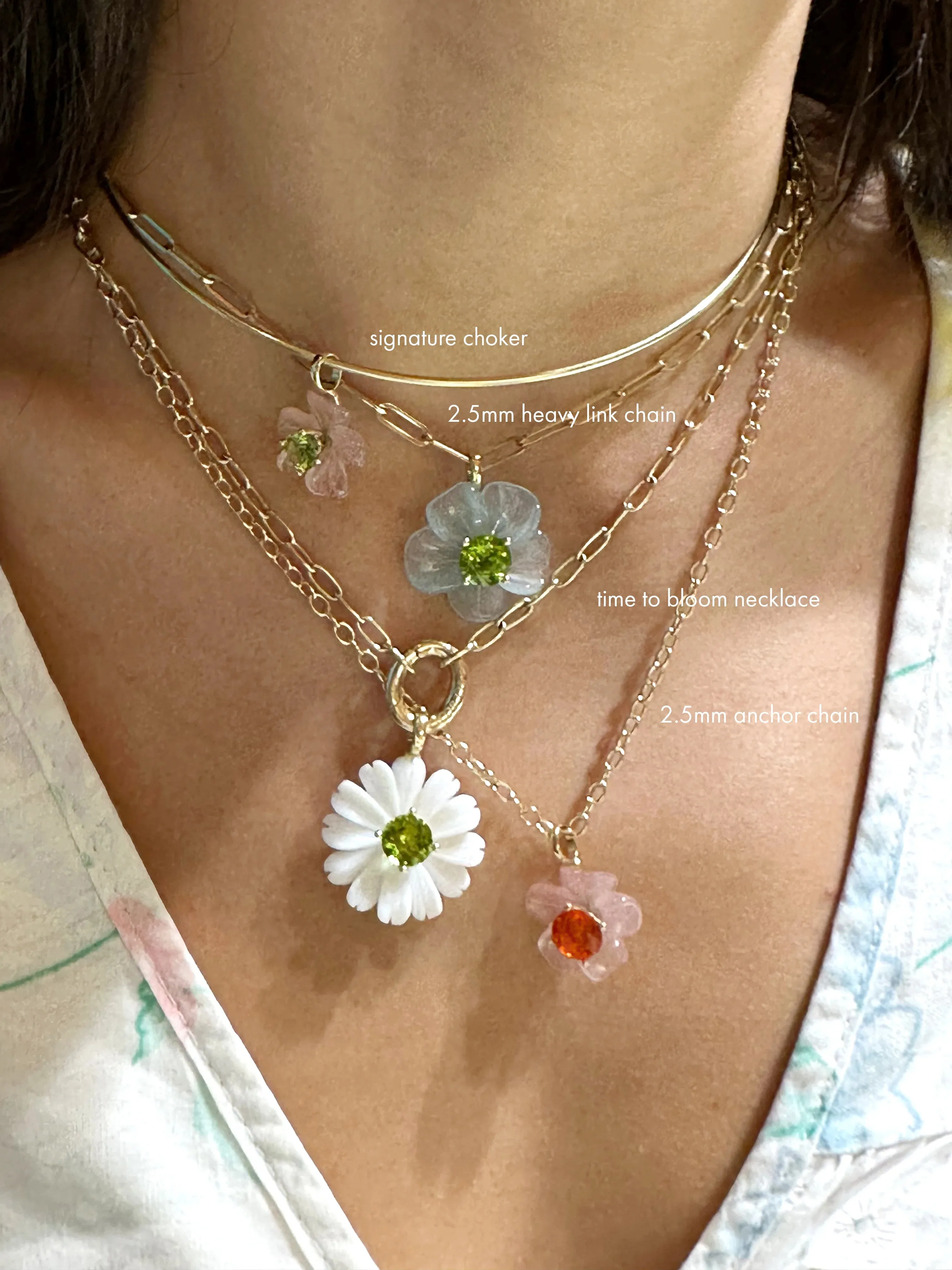 Island Flower Pendant Big Citrine Tourmaline