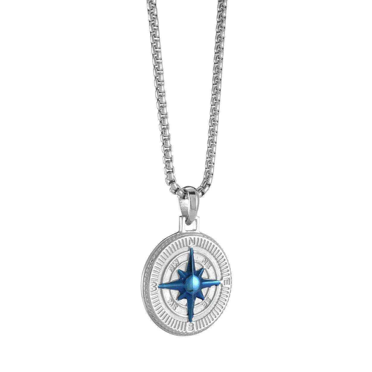 Italgem Stainless Steel North Star Round Necklace