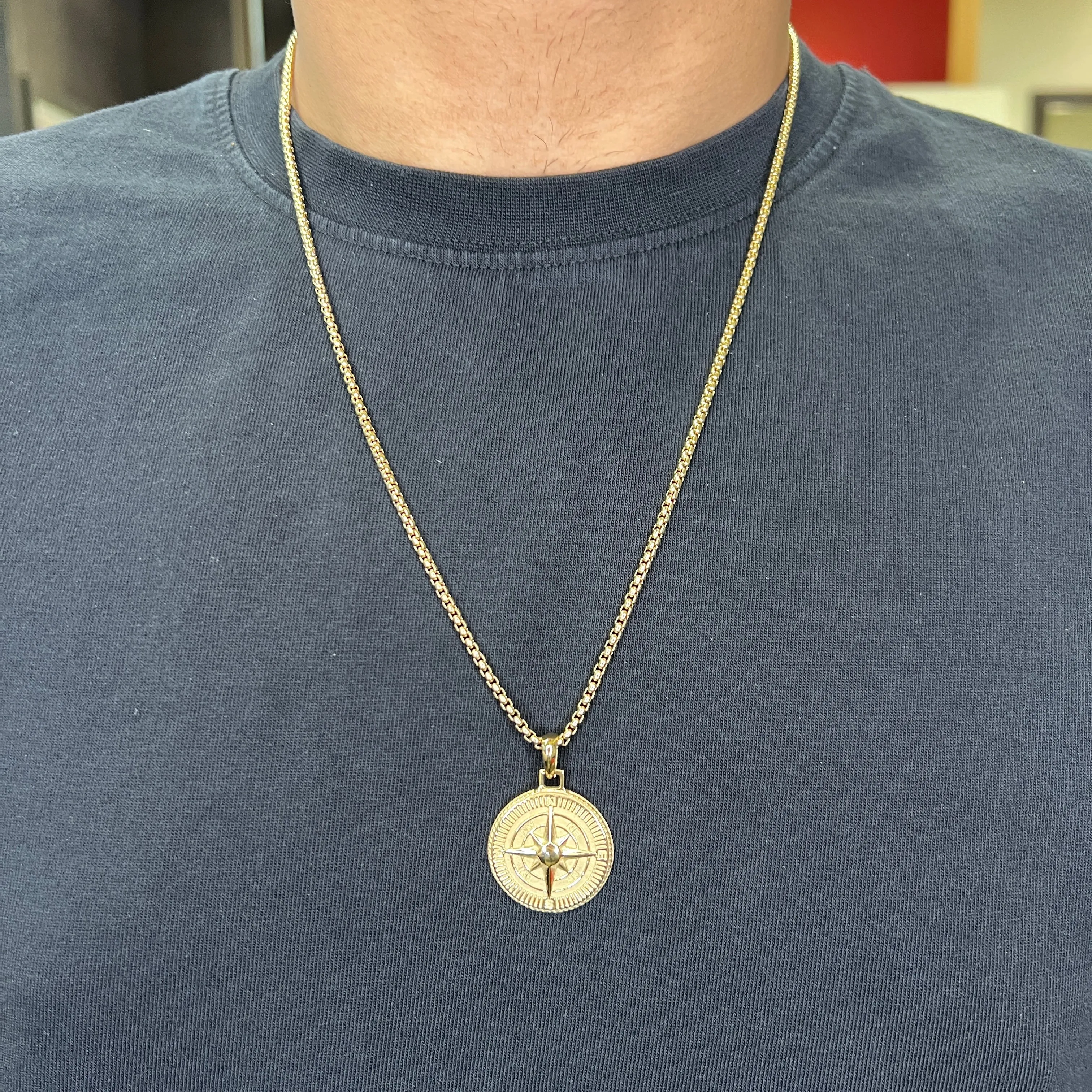 Italgem Stainless Steel North Star Round Necklace