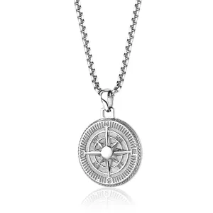 Italgem Stainless Steel North Star Round Necklace