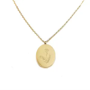 'January Birth Flower' 18k Gold Plated Titanium Steel Pendant Necklace