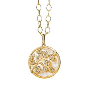 Jardin 18K Yellow Gold Mother of Pearl & Diamond Pendant