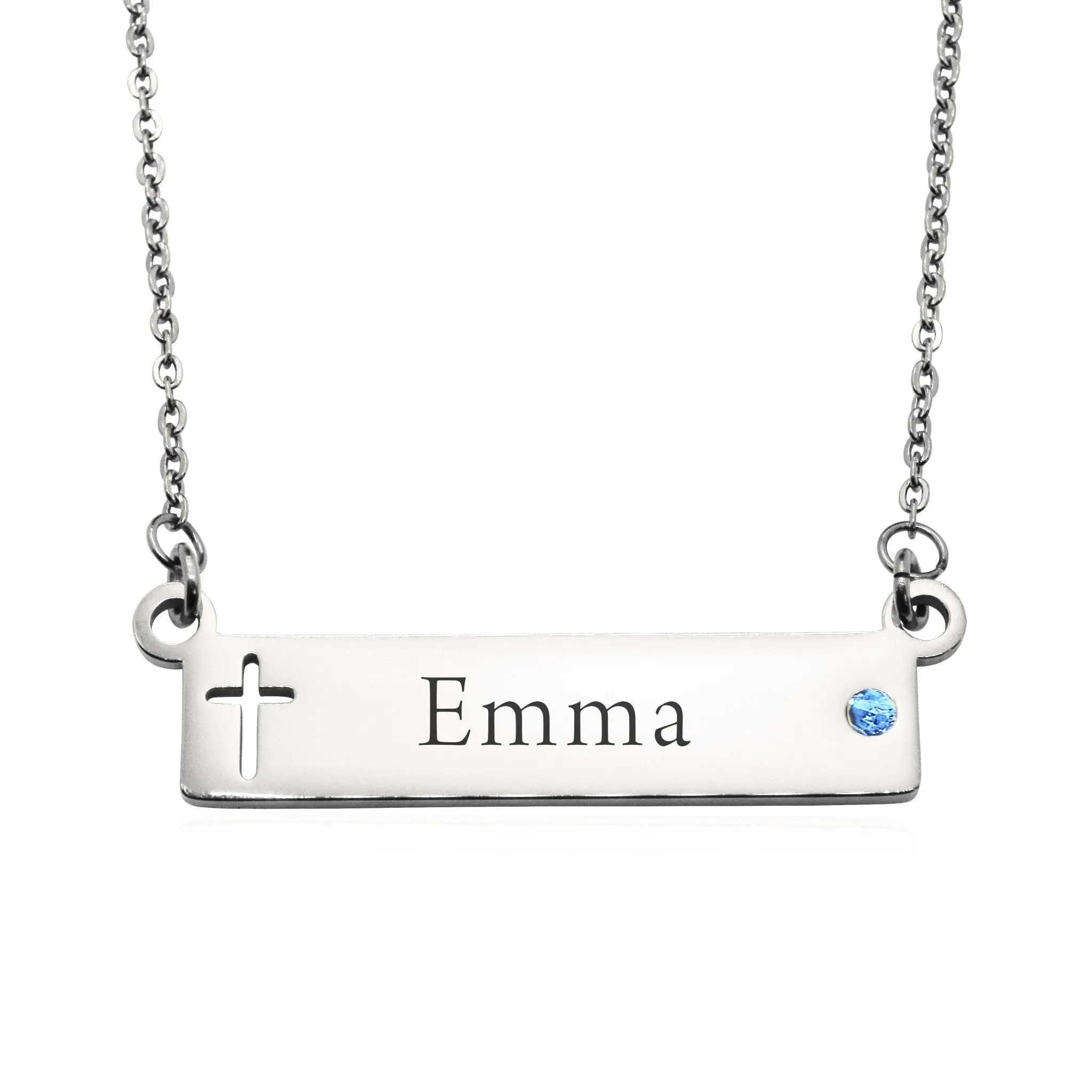 Jess Bar Cross Name Necklace