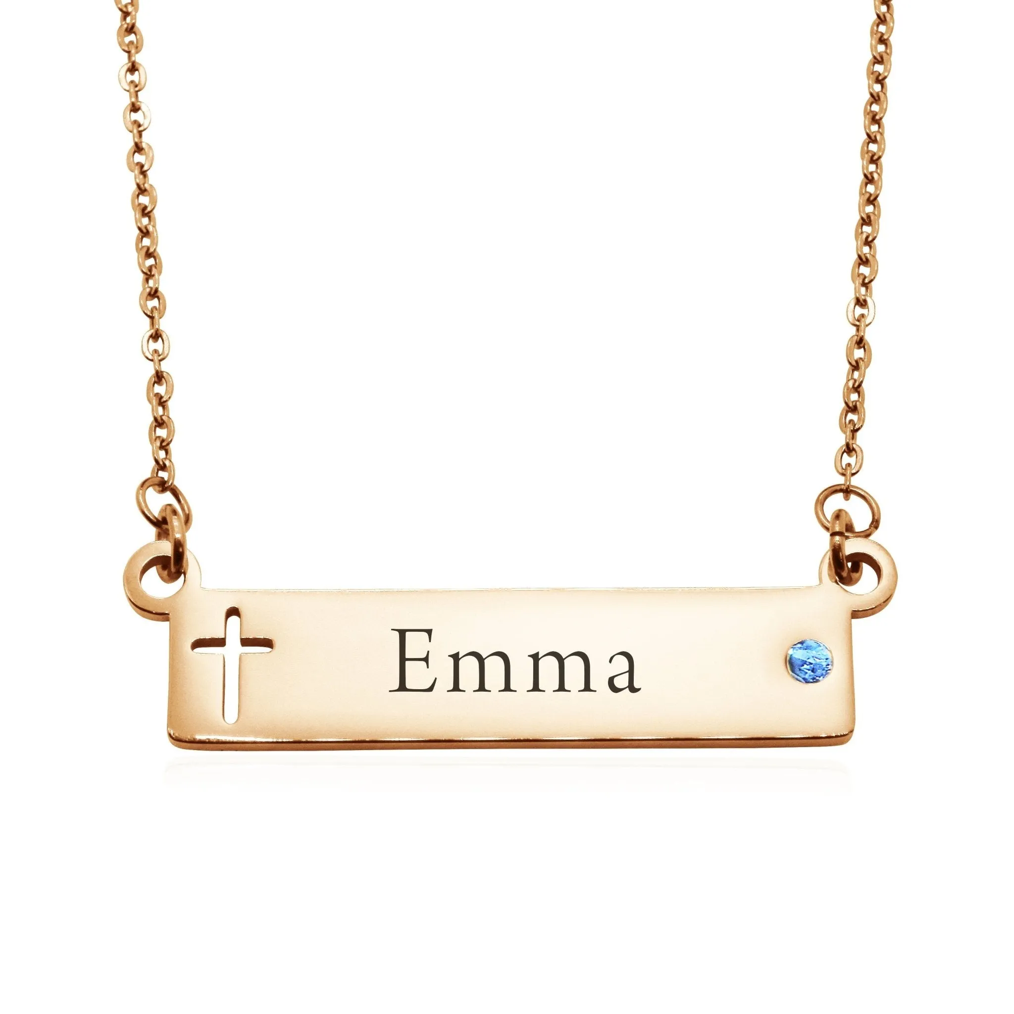 Jess Bar Cross Name Necklace