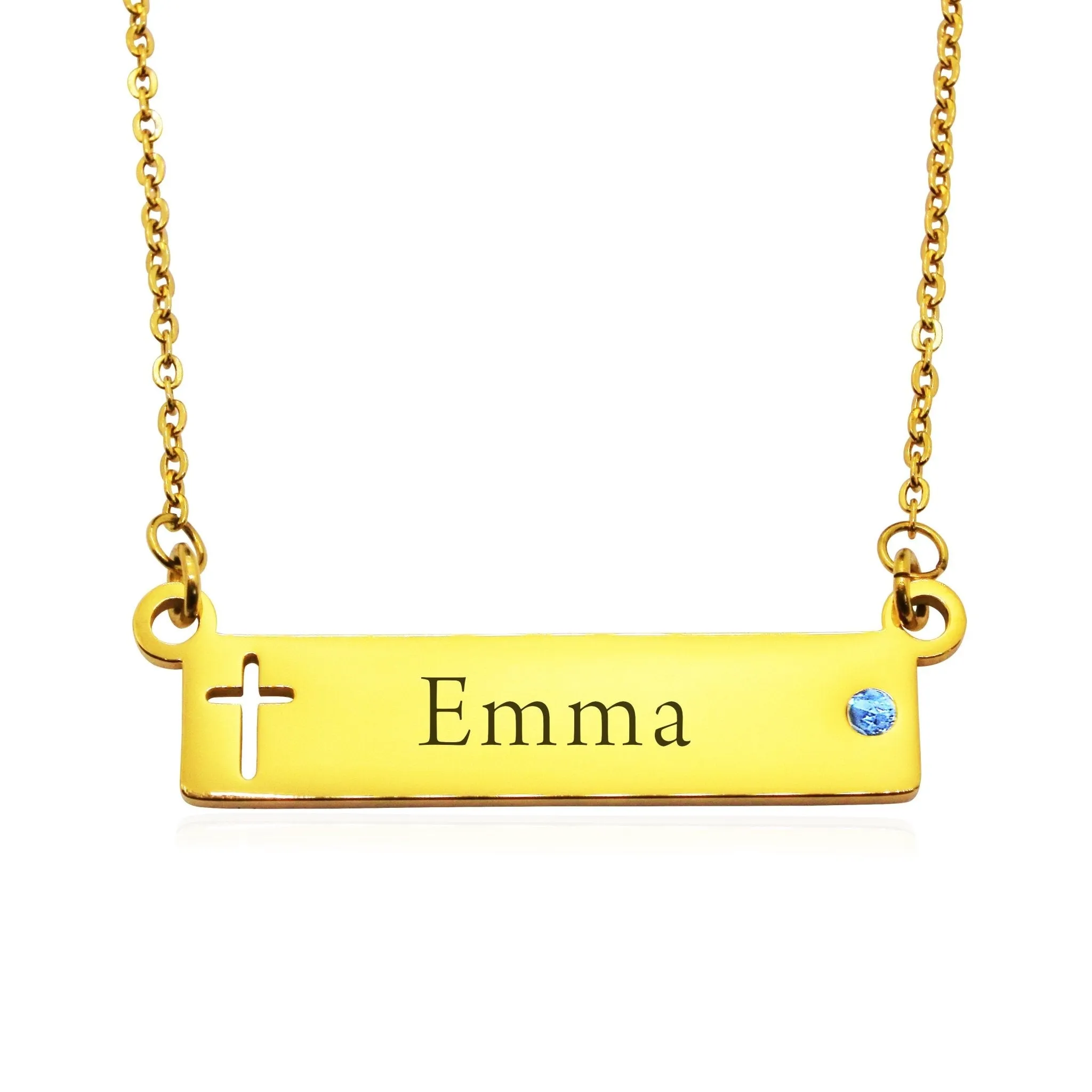 Jess Bar Cross Name Necklace