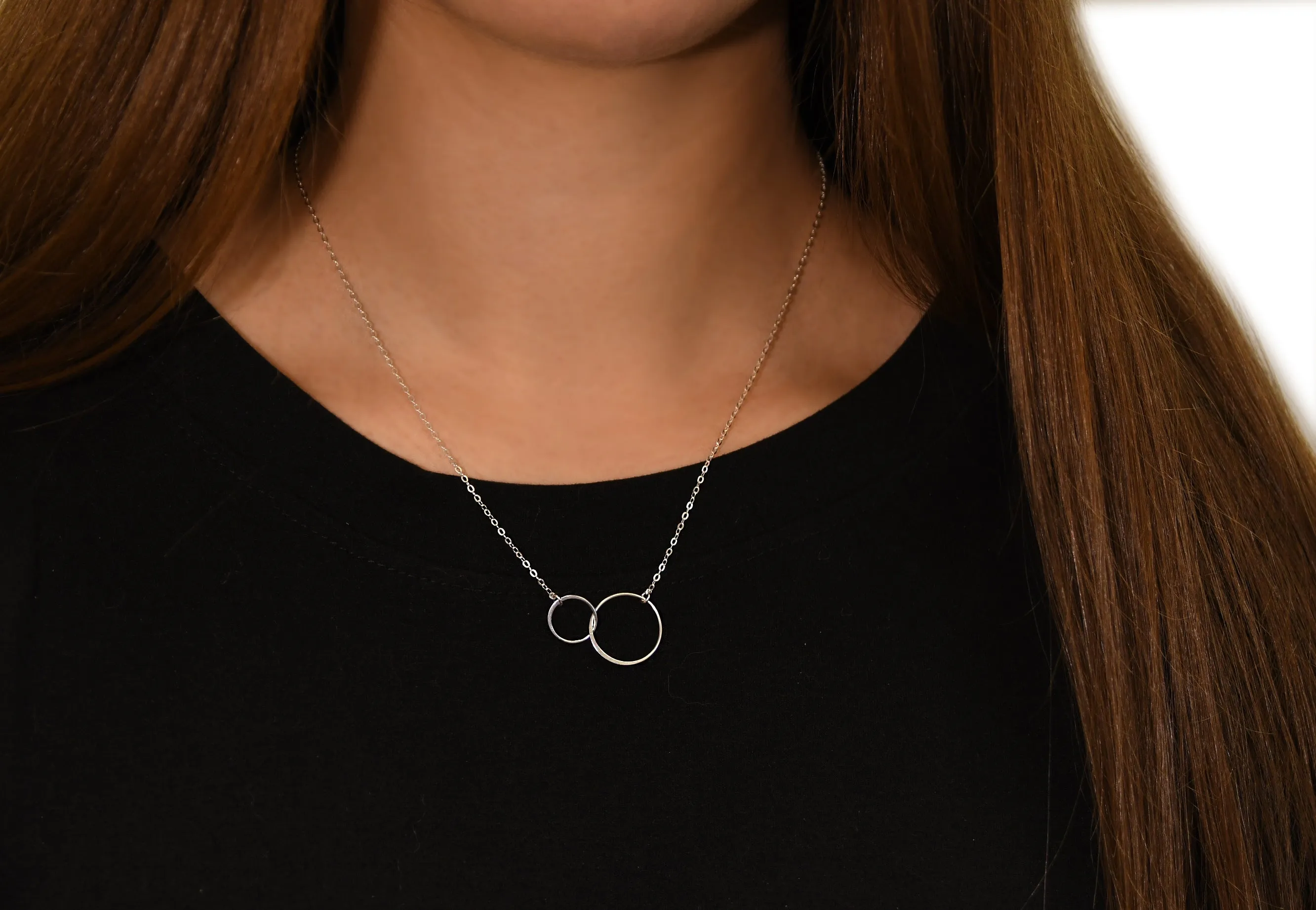 josie connected ring necklace, silver • friendship for eternity
