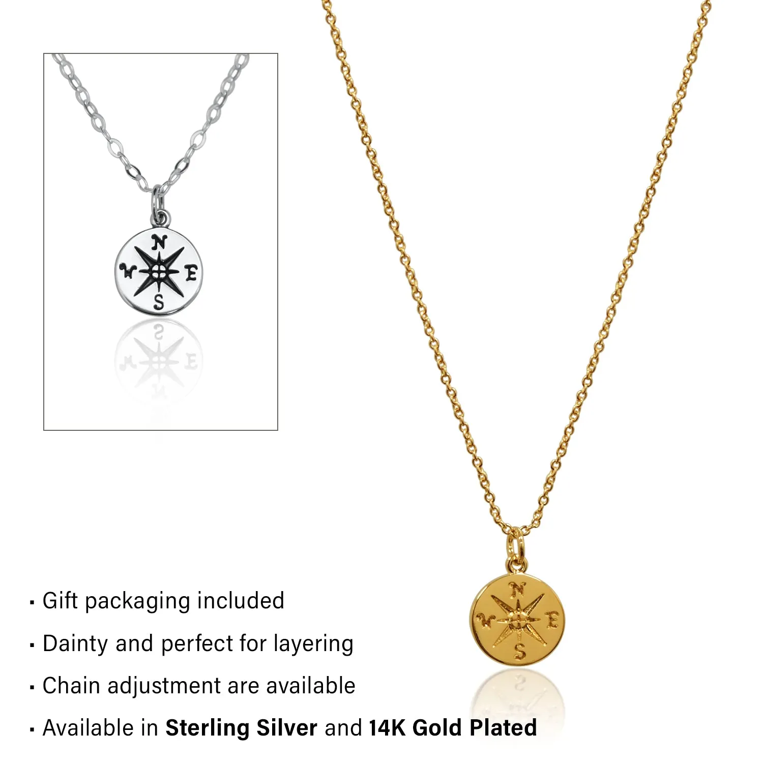 journey compass necklace, silver or gold • grandma, you are the world