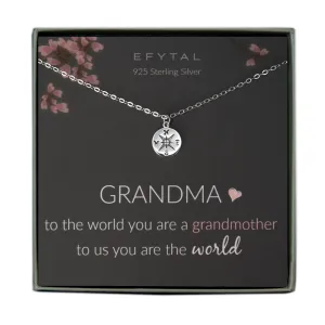 journey compass necklace, silver or gold • grandma, you are the world