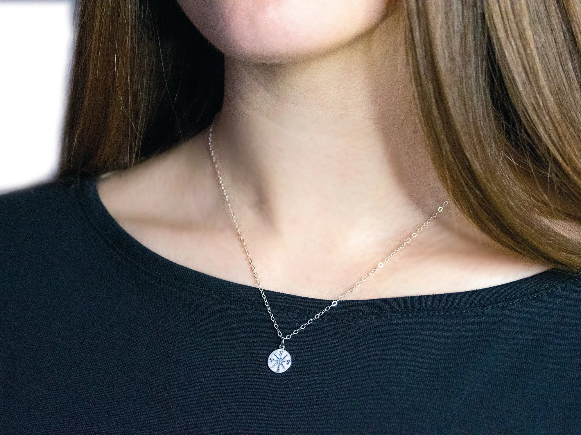 journey compass necklace, silver or gold • grandma, you are the world
