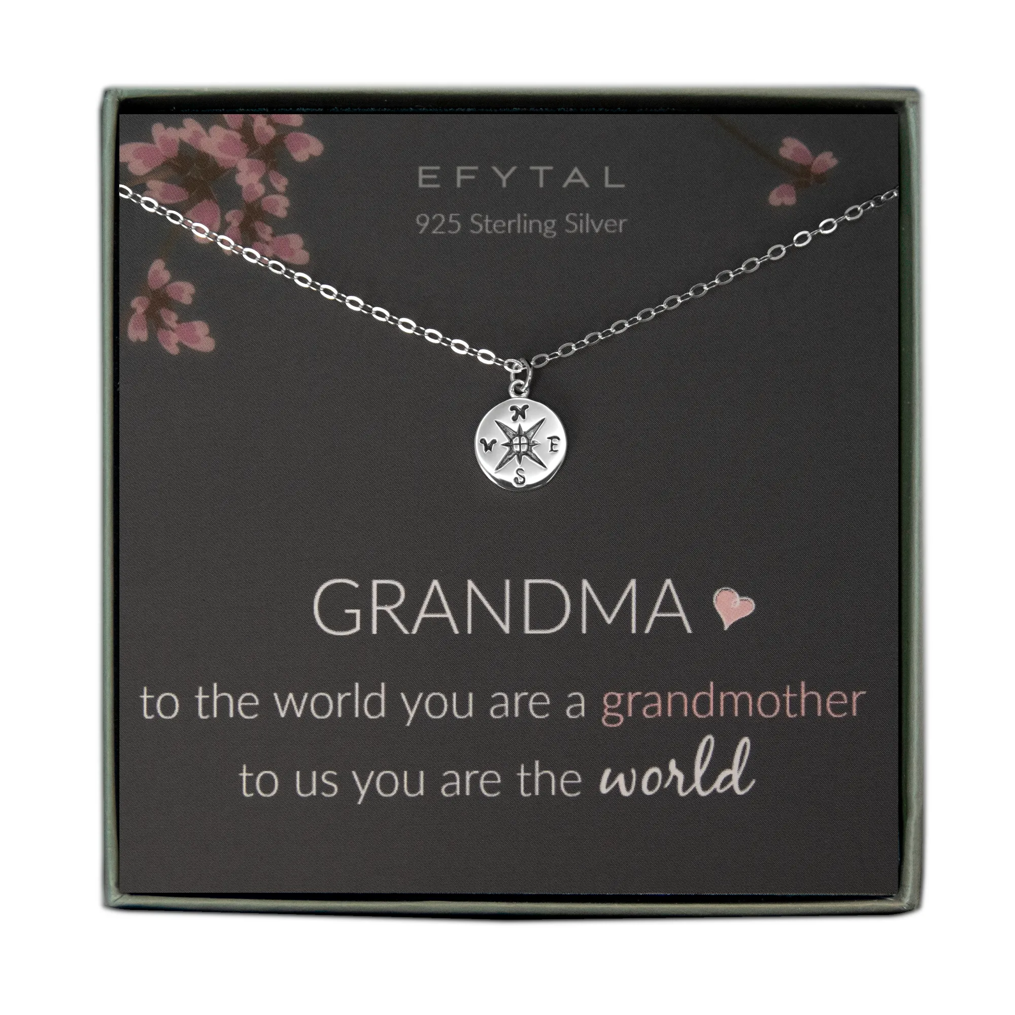 journey compass necklace, silver or gold • grandma, you are the world