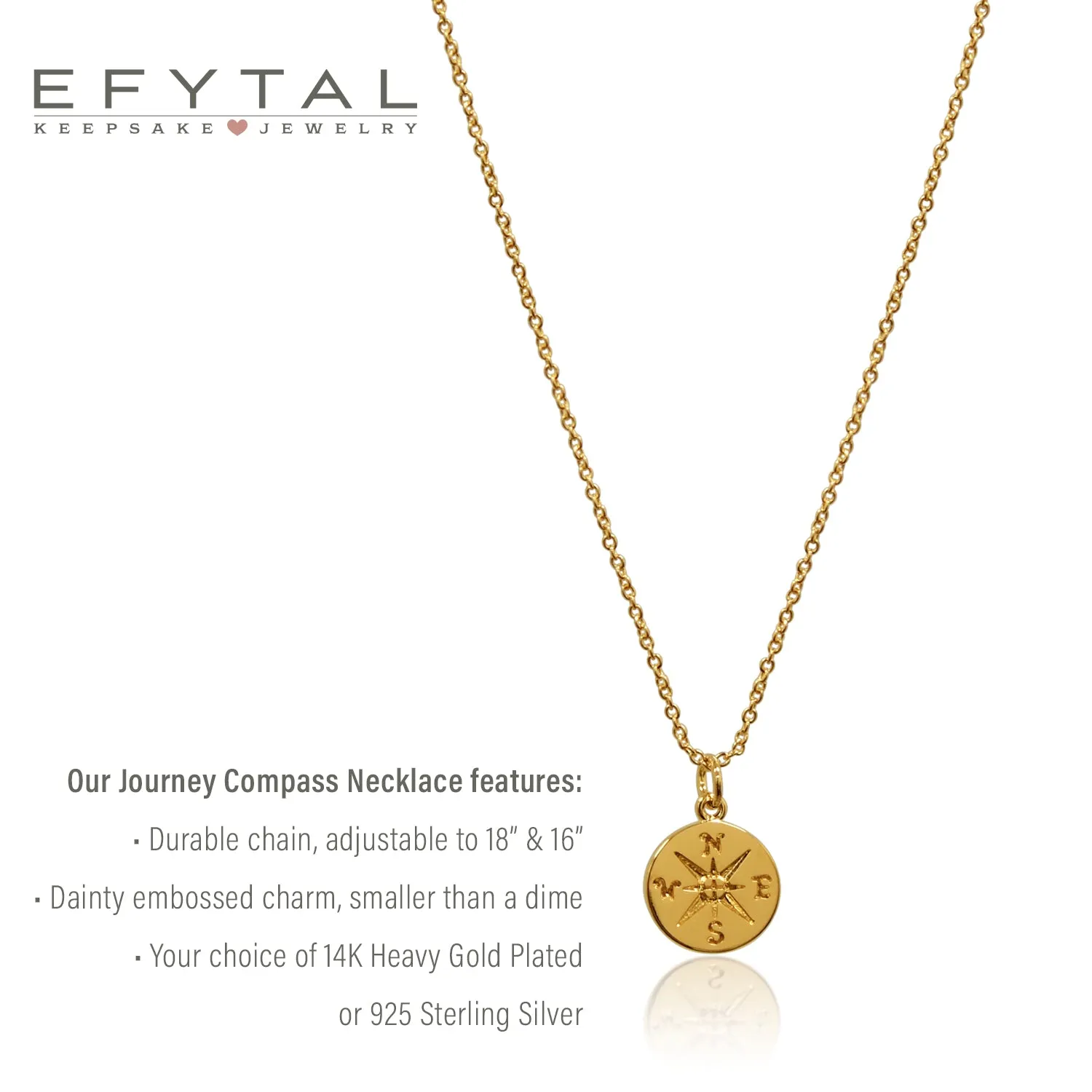 journey compass necklace, silver or gold • i would be lost without you