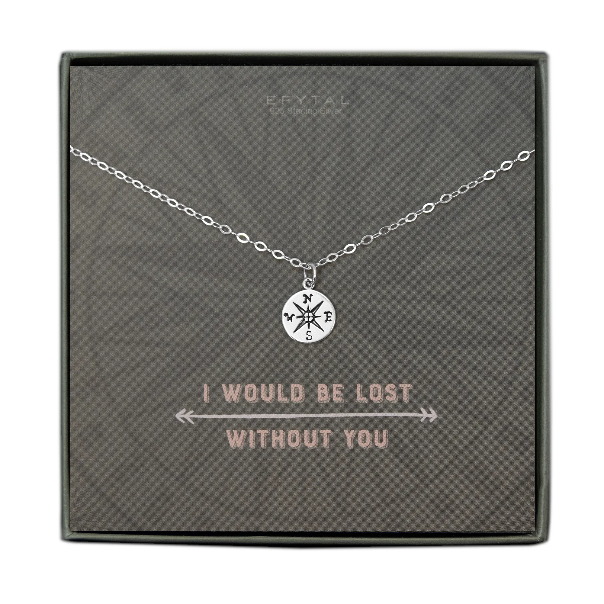 journey compass necklace, silver or gold • i would be lost without you