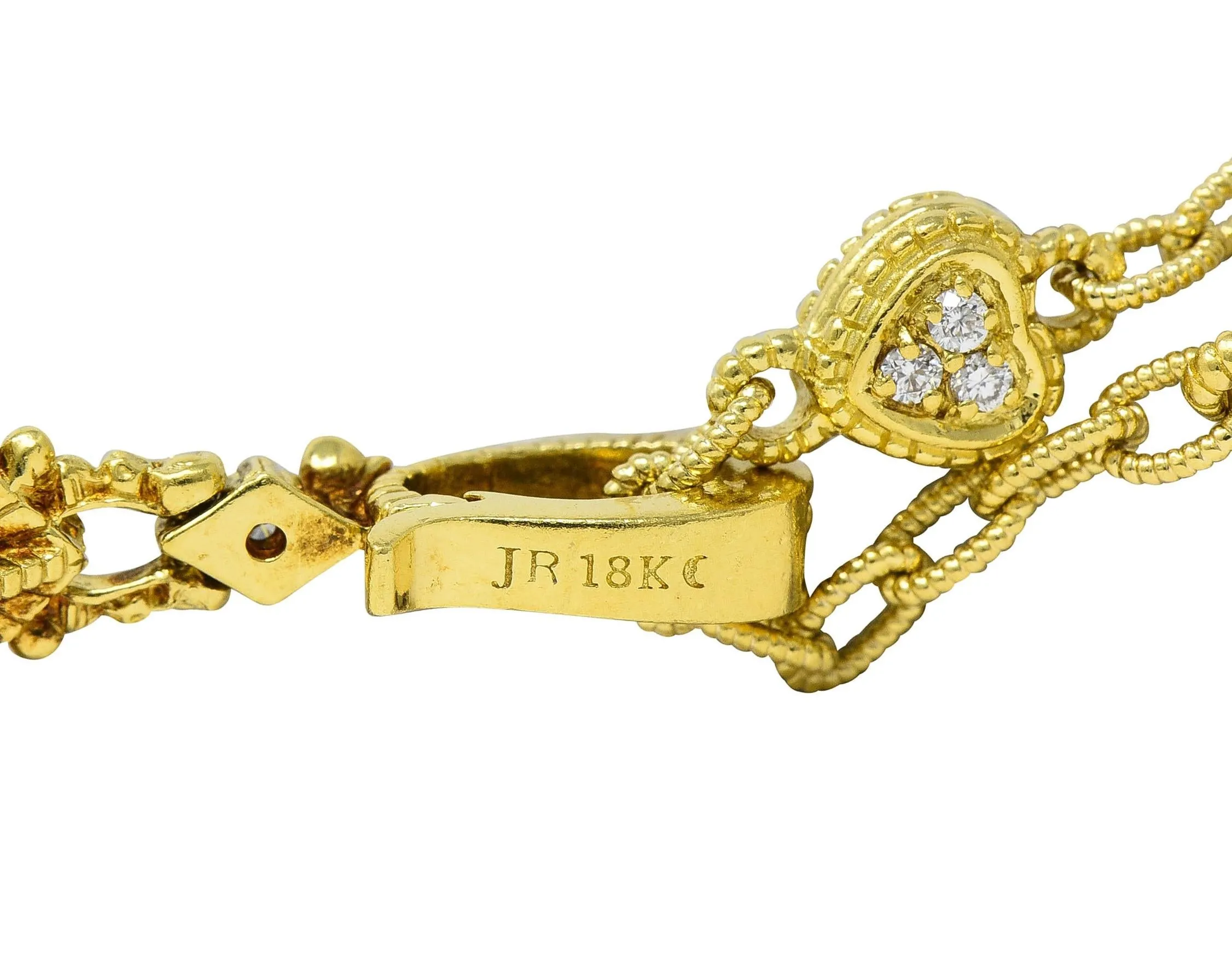 Judith Ripka 2000's Diamond Canary Crystal Quartz Heart Drop Pendant Necklace