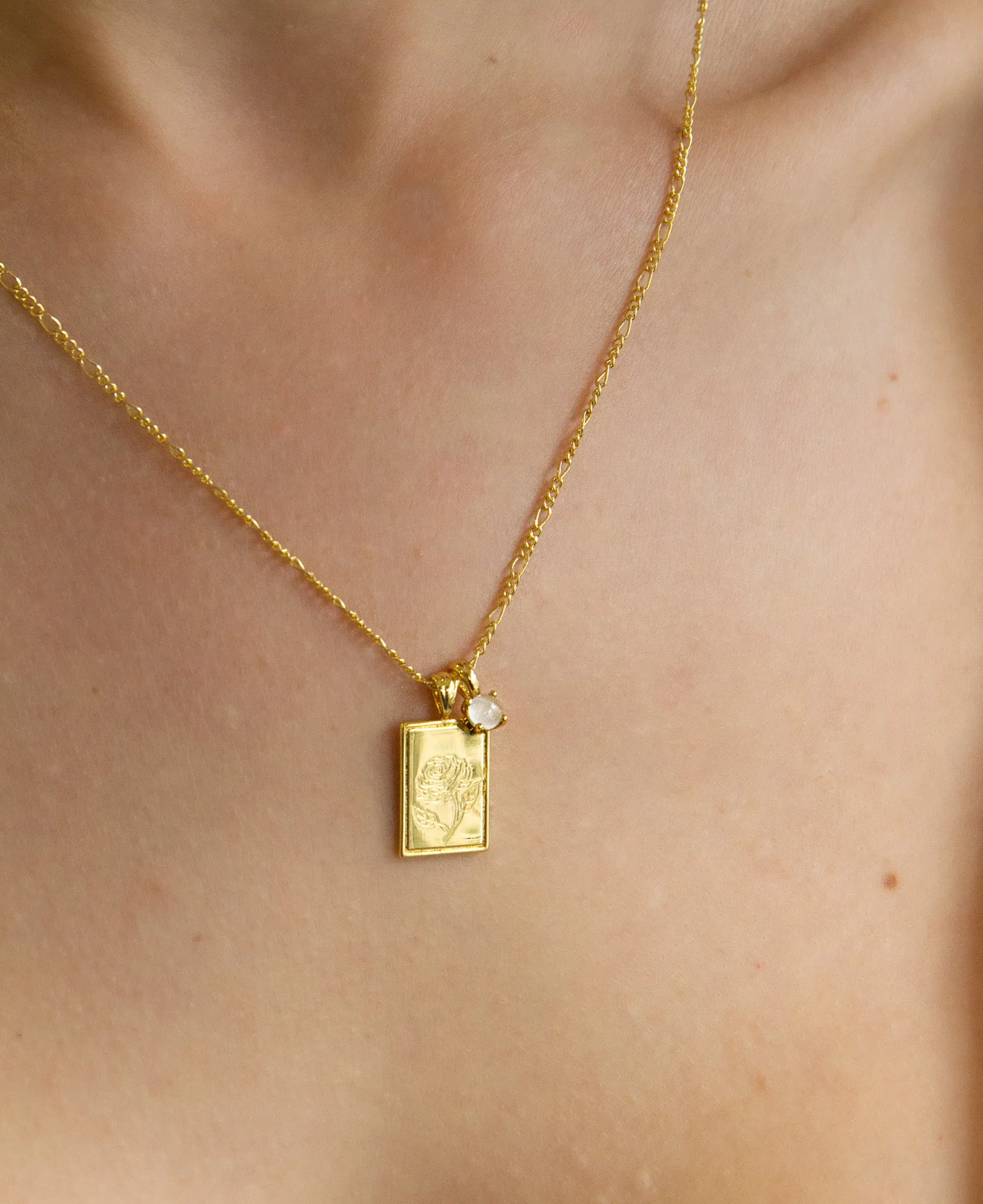 June - Rose Birth Flower Pendant Necklace