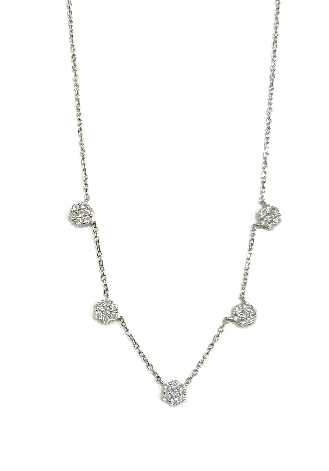 Katie Five Flower Dangling CZ Necklace