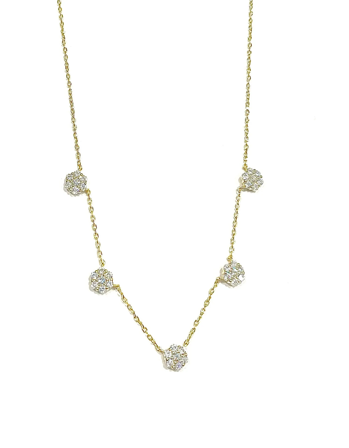 Katie Five Flower Dangling CZ Necklace