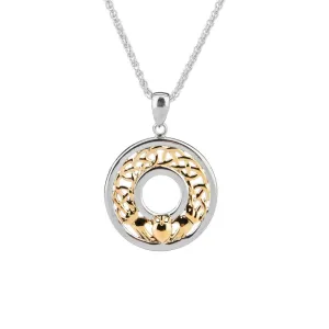 Keith Jack Claddagh Sterling Silver and 10K Yellow Gold Reversible Pendant