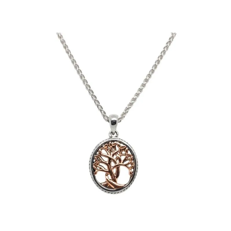 Keith Jack Petite Tree of Life Sterling Silver and 10K Yellow or Rose Gold Necklace