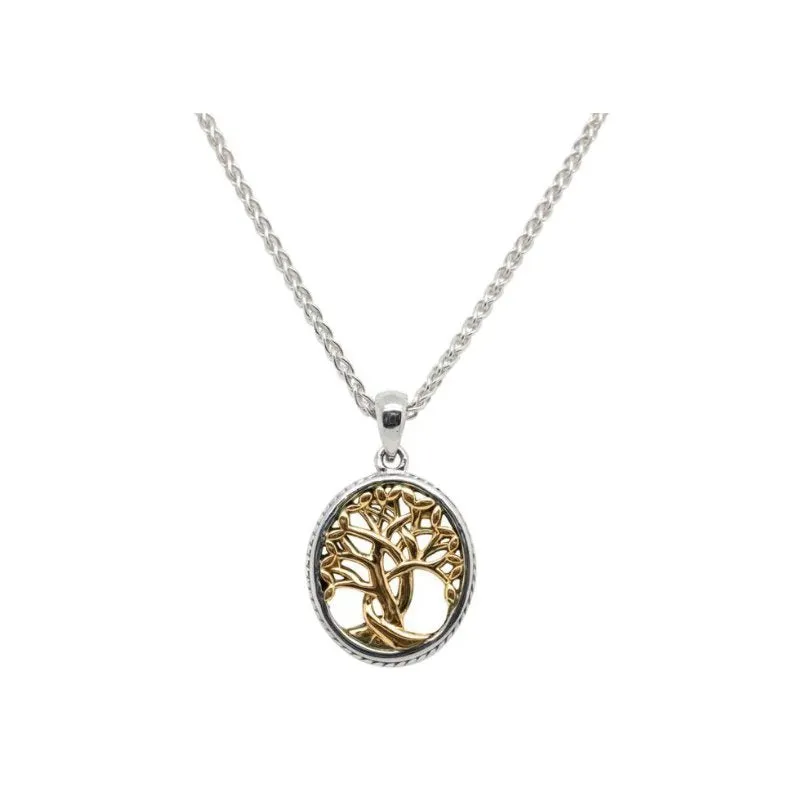 Keith Jack Petite Tree of Life Sterling Silver and 10K Yellow or Rose Gold Necklace