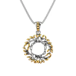 Keith Jack Small Round Tree of Life Sterling Silver and 18K Yellow Gold Pendant