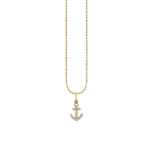 Kids Collection Gold & Diamond Tiny Anchor Necklace