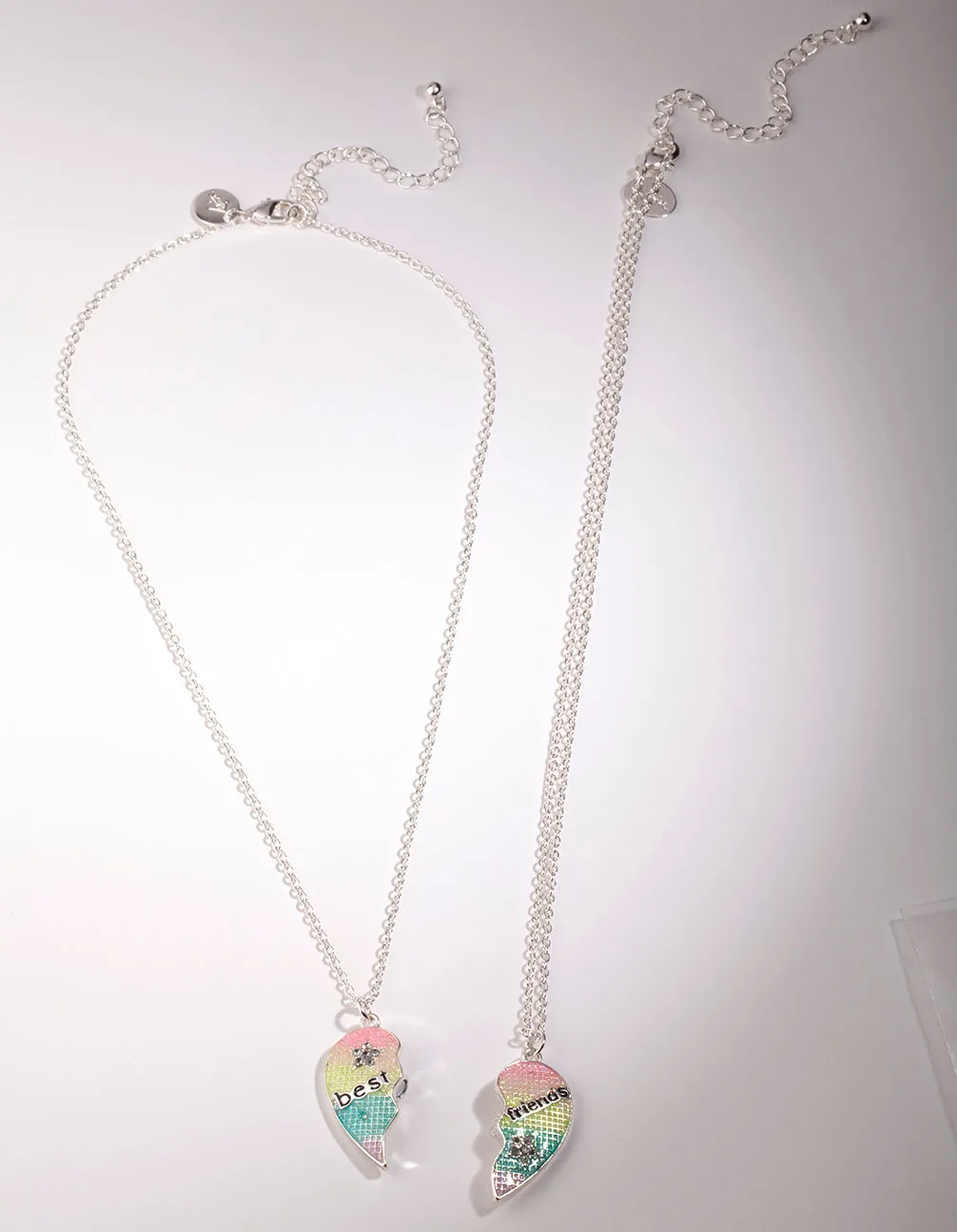 Kids Silver BFF Heart Necklace Pack