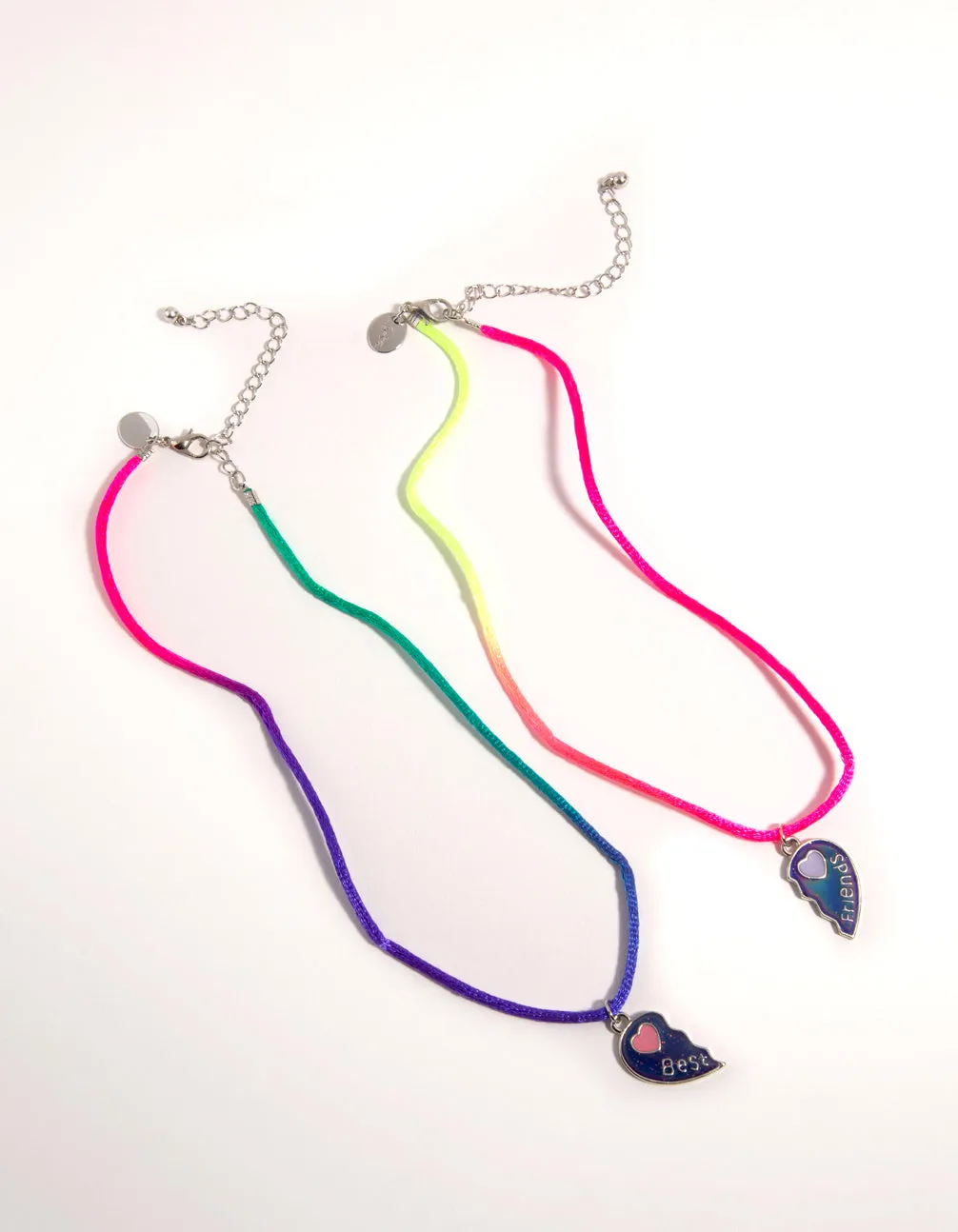 Kids Silver Enamel Heart Mood Best Friend Necklace