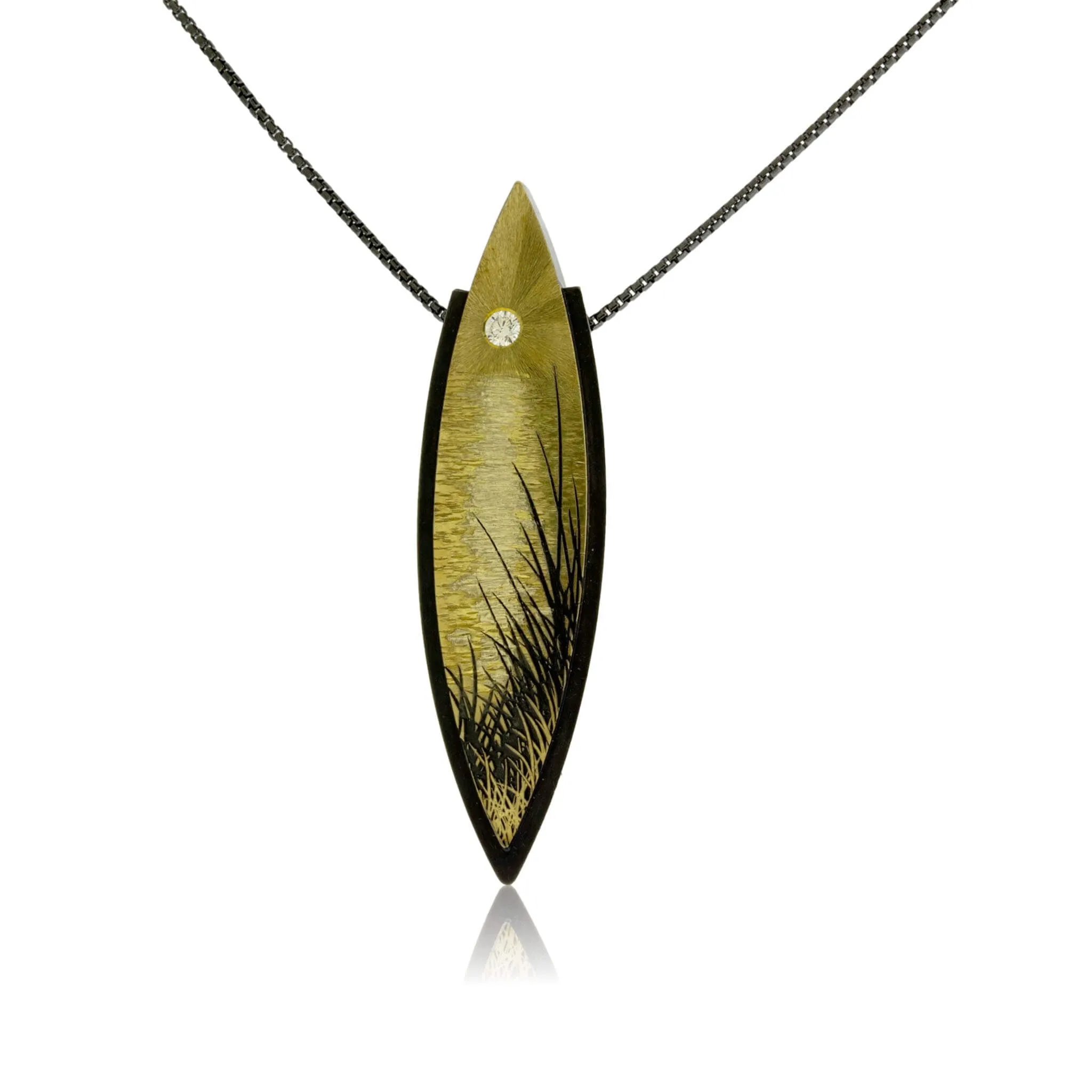 Lakeshore Style Mountain Inspired Silver and Gold Pendant