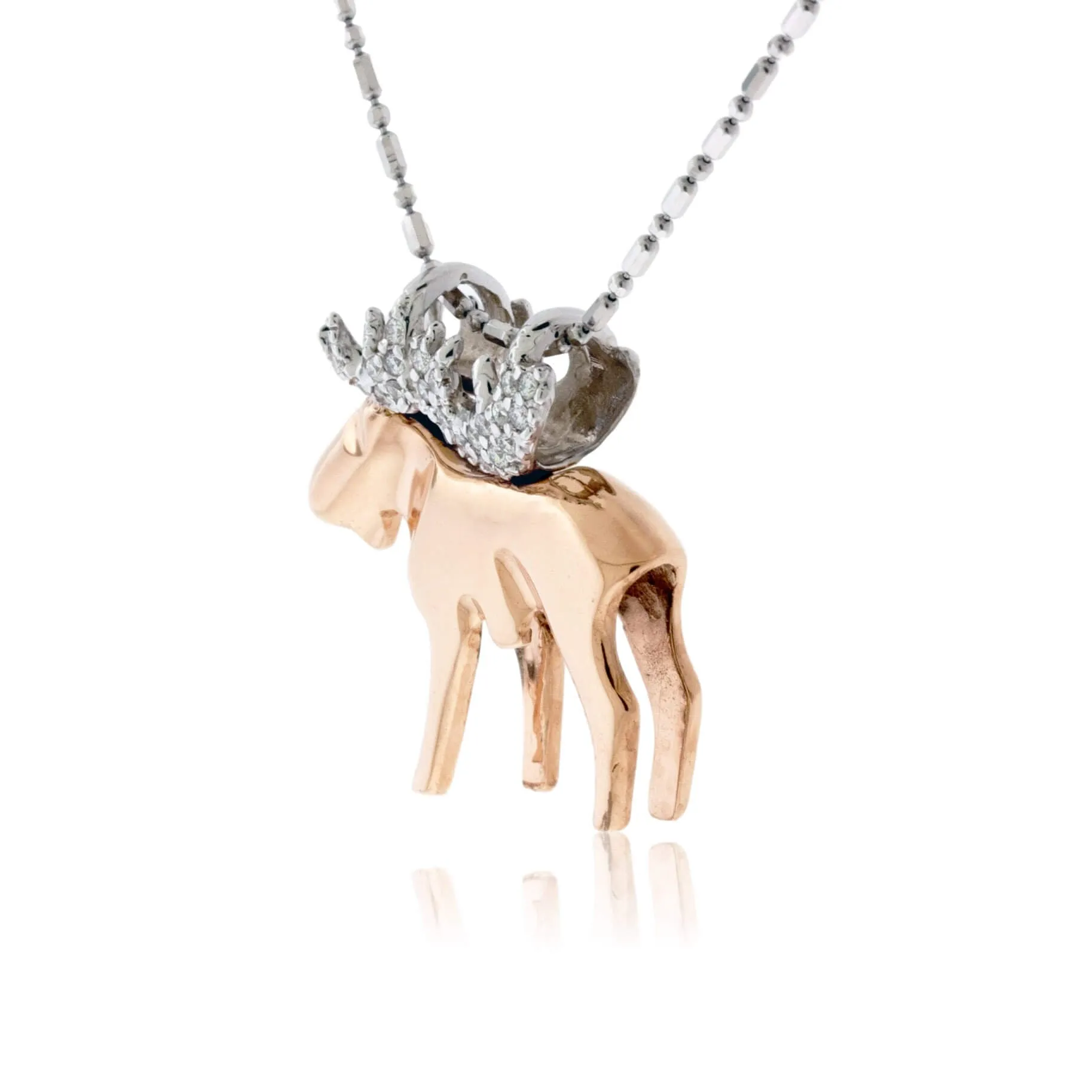 Large Diamond Antlered Moose Necklace