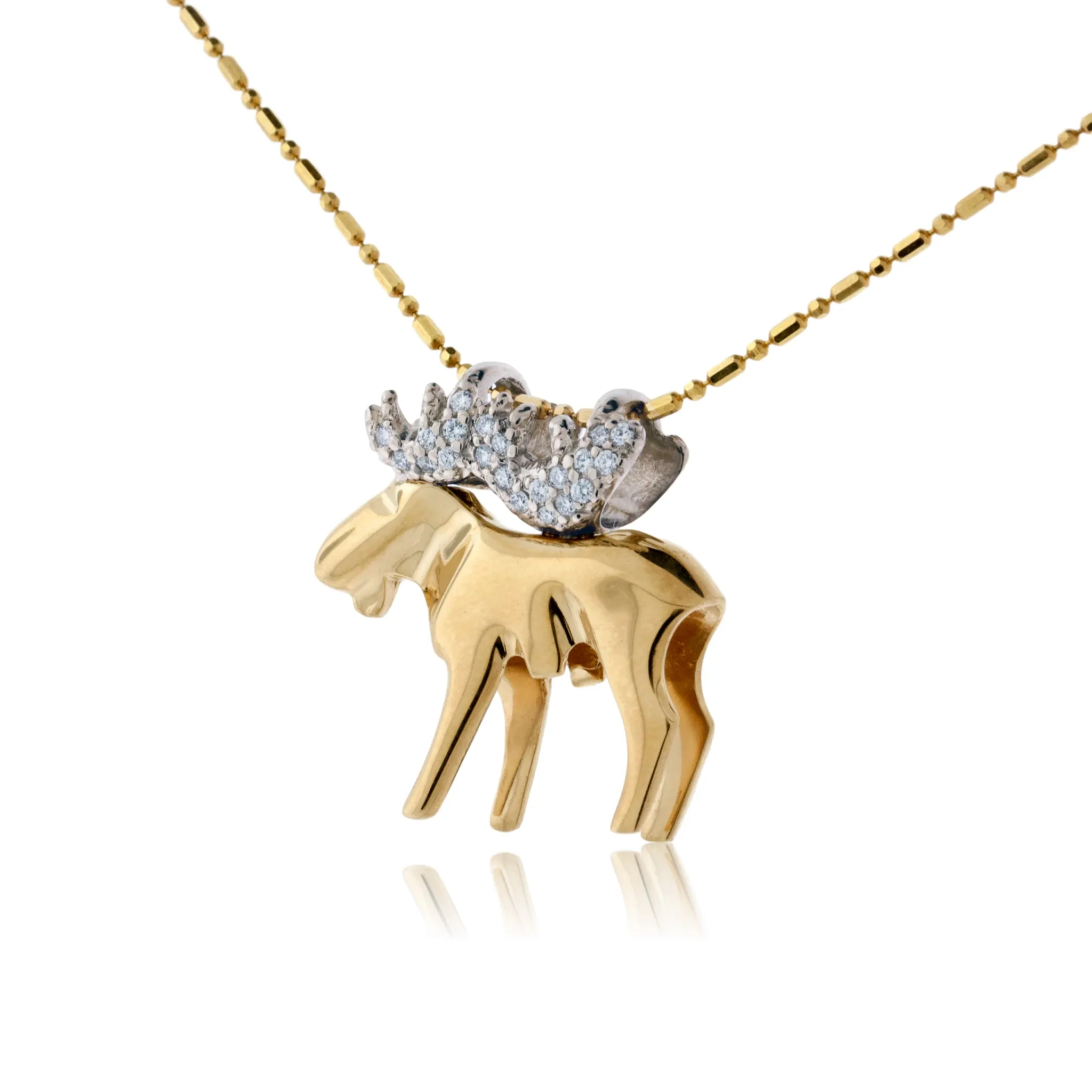 Large Diamond Antlered Moose Necklace