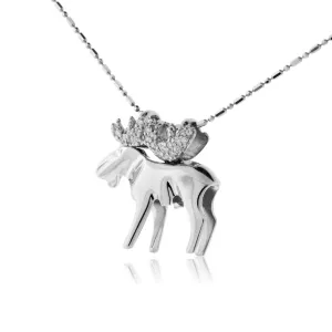 Large Diamond Antlered Moose Necklace