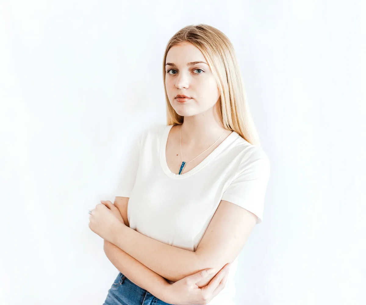 Large Elongated Triangle Blue Druzy Necklace