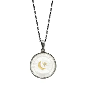 Large Round Crescent Star Quartz Medallion