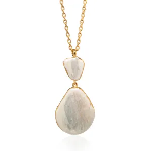 Large Teardrop Shell Necklace Beige