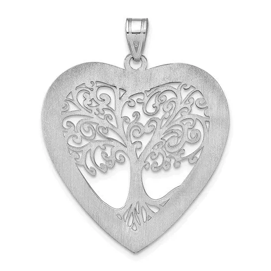 Laser Engraved Name Family Tree Heart Pendant