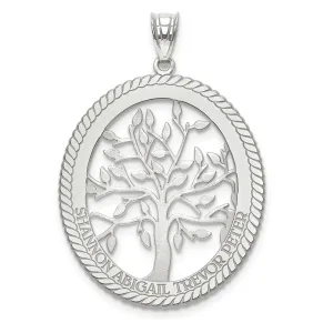 Laser Engraved Name Family Tree Oval Pendant
