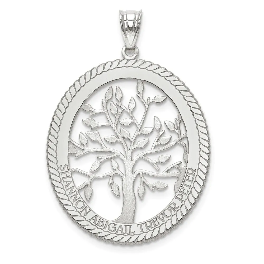 Laser Engraved Name Family Tree Oval Pendant