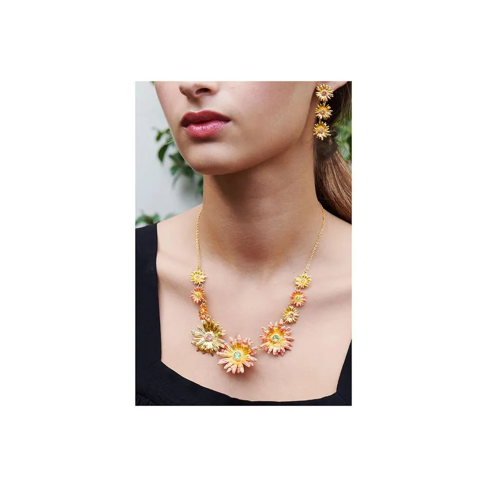 Les Nereides Flower Of Love And Crystals Collar Necklace