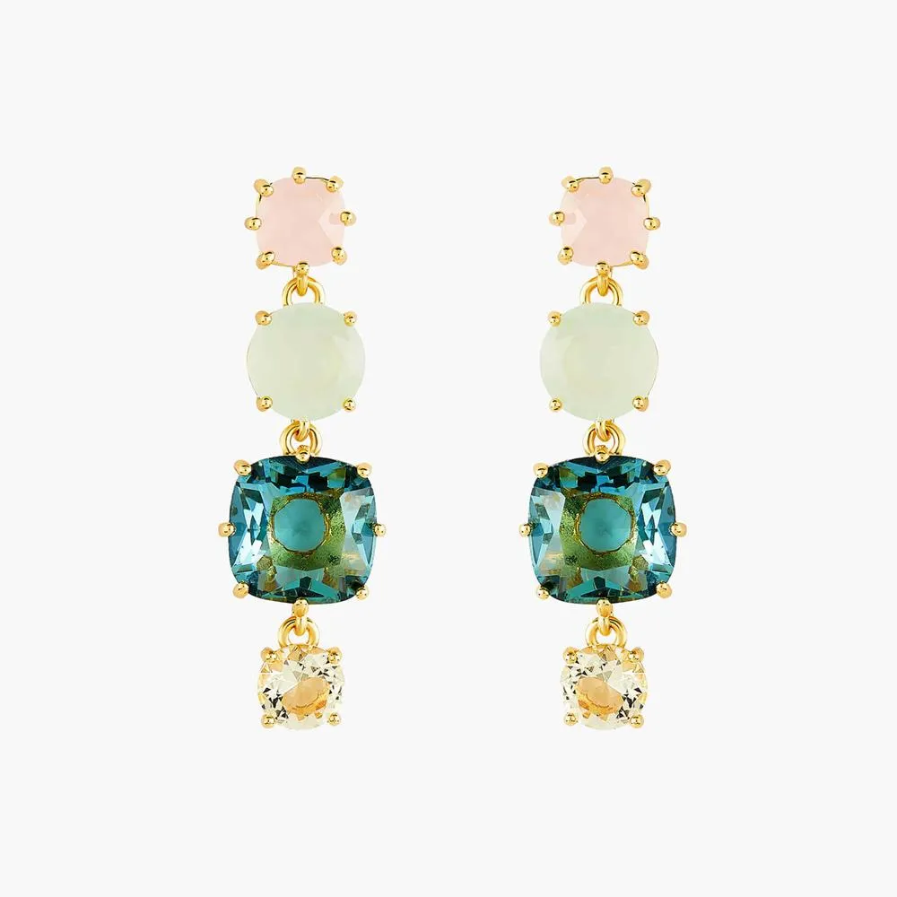 Les Nereides La Diamantine Acqua Azzura 4 Stones Post Earrings