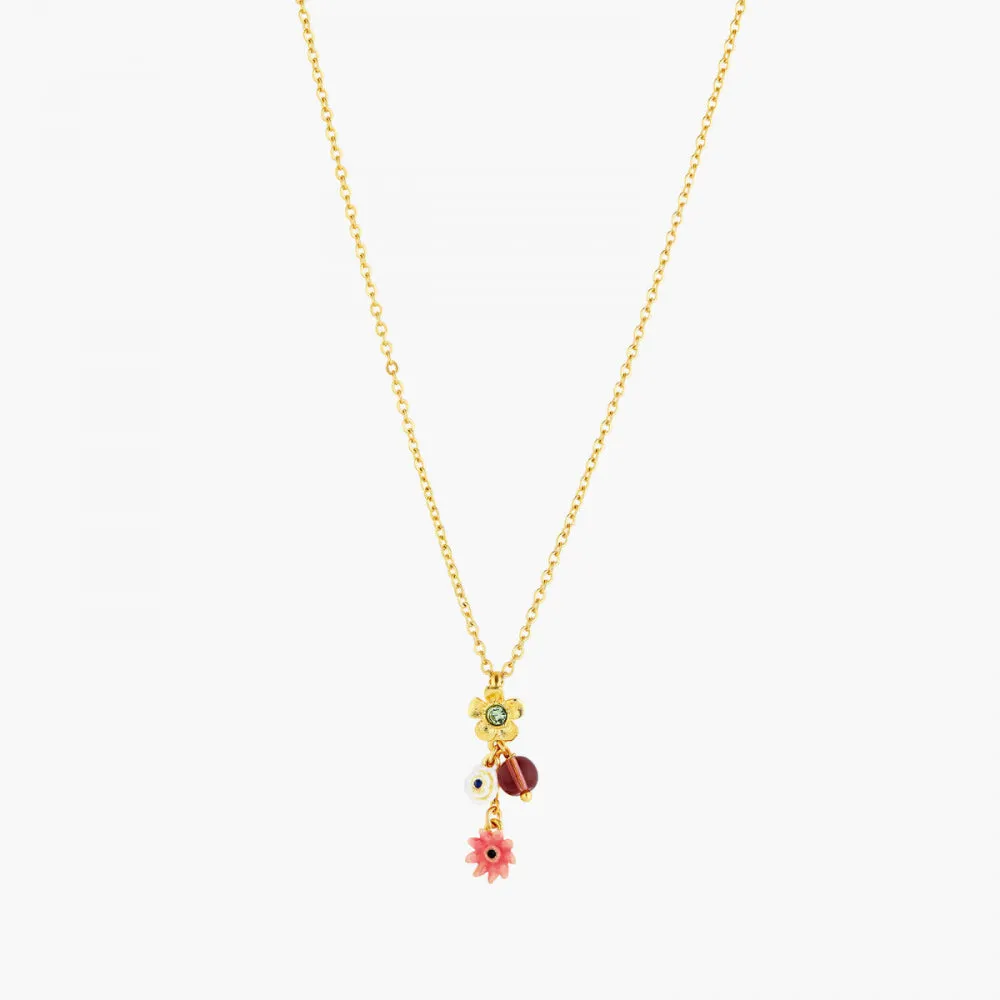 Les Nereides Poppy Flowers And Small Acorn Pendant Necklace