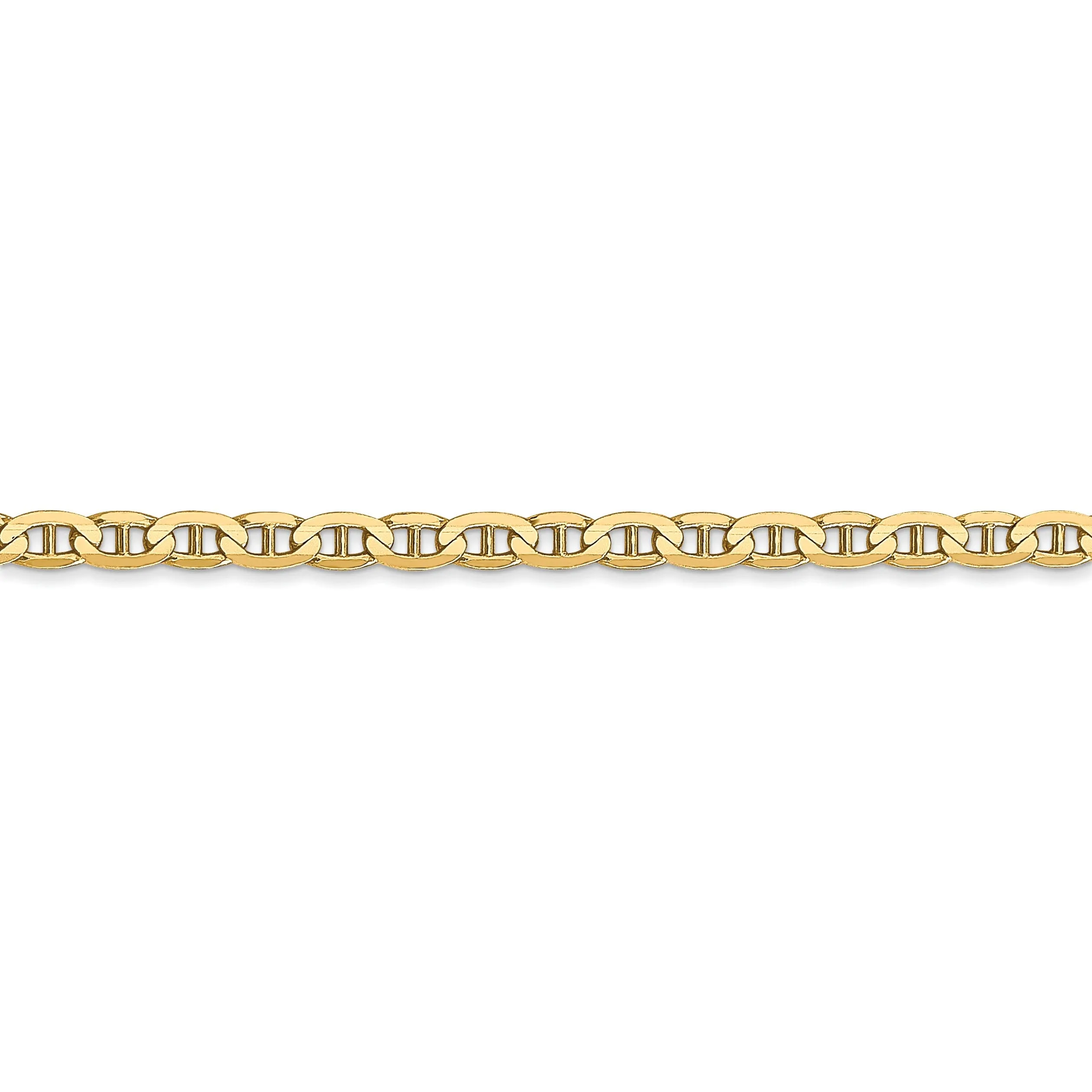 Leslie 10k Yellow Gold 3mm Concave Anchor Chain