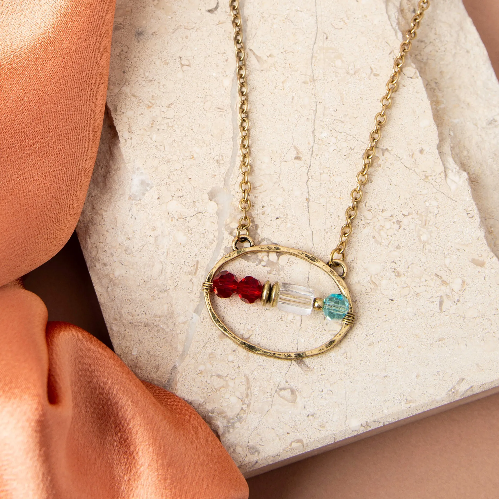 Lindley Oval Ring Stone Pendant Necklace