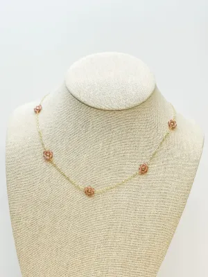 Little Flower Station Necklaces - Pink