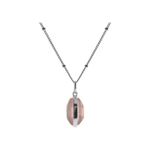 Lola necklace with beads & hexagonal rose quartz