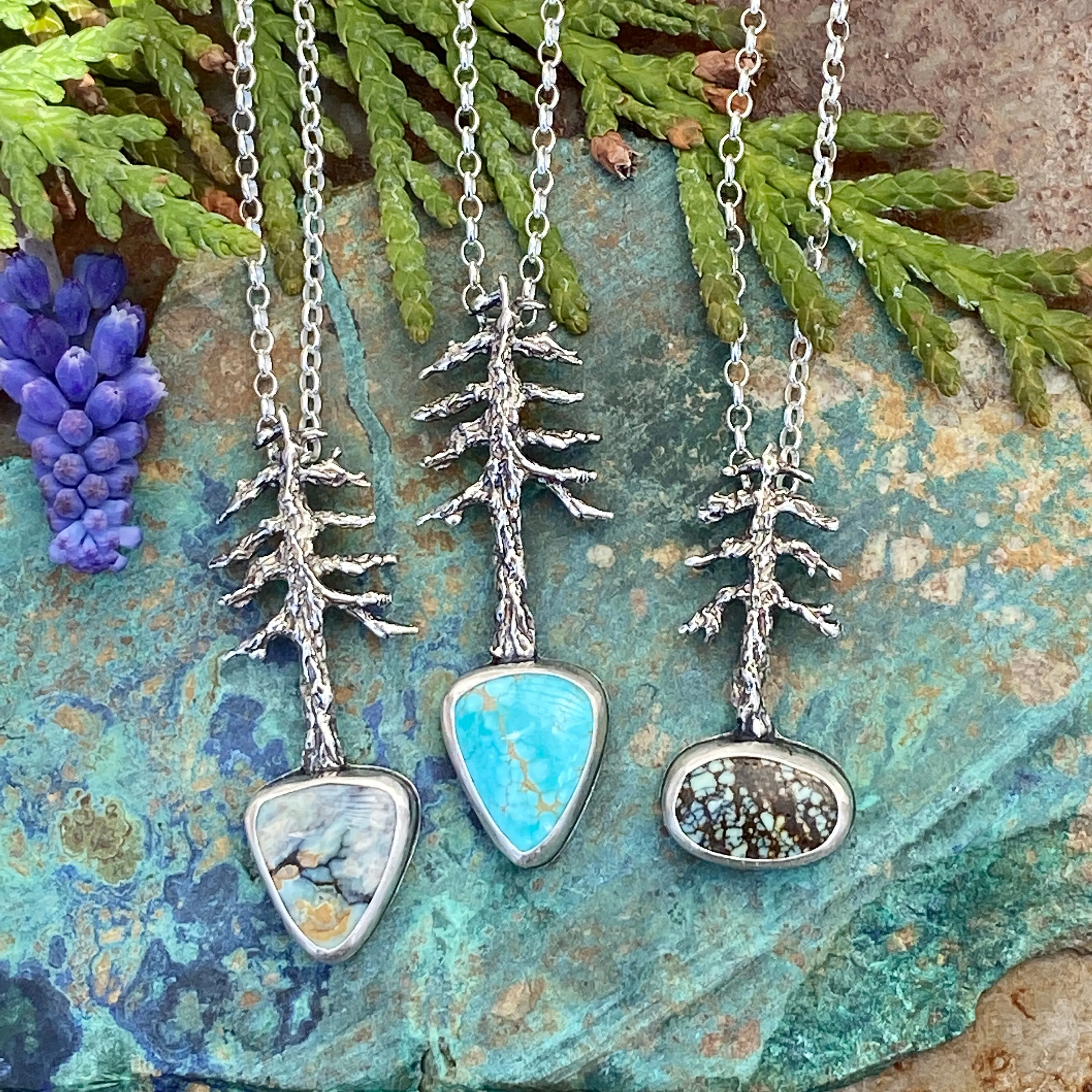 Lone Pine "#8 Sky Blue Turquoise" sterling silver necklace