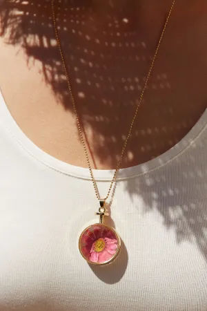 Louche Bani Daisy Inlay Pendant Necklace - Pink