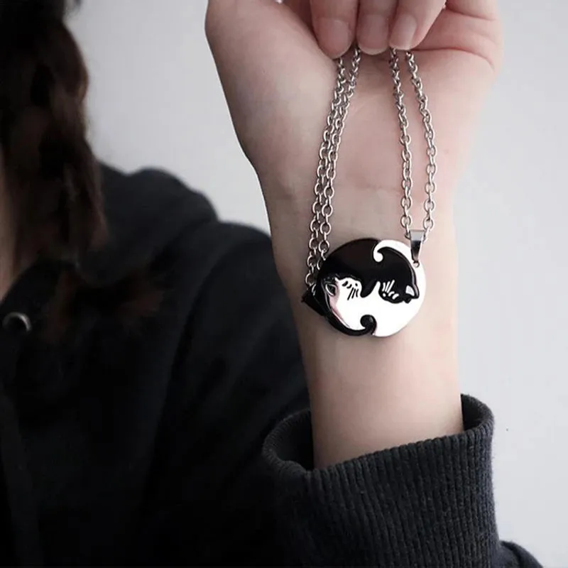 love cat love couple necklace pair of stitching male and female pendant