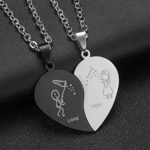 love cat love couple necklace pair of stitching male and female pendant