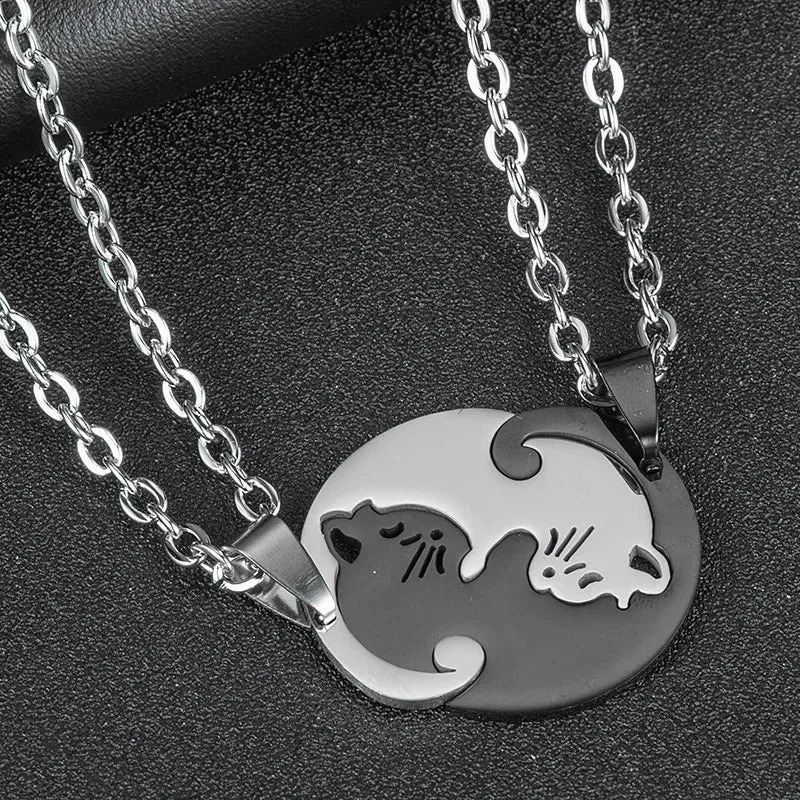 love cat love couple necklace pair of stitching male and female pendant
